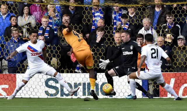 Dolly Menga crashed in the only goal when Rangers last came to visit West Lothian