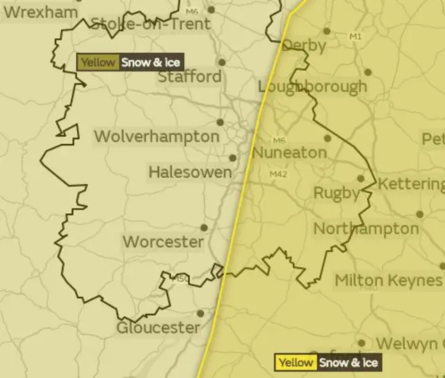 The areas covered by the two alerts