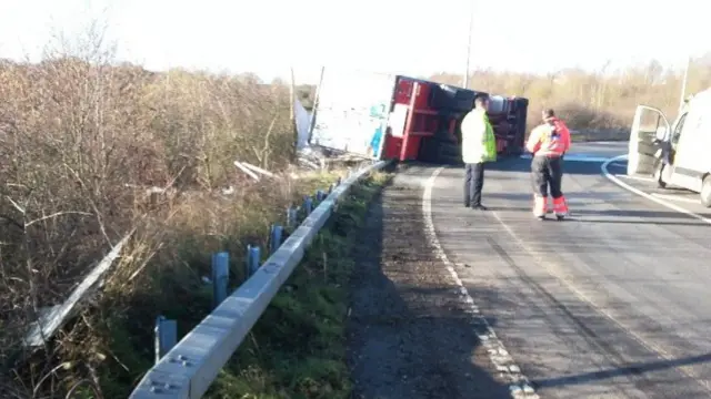 Overturned lorry