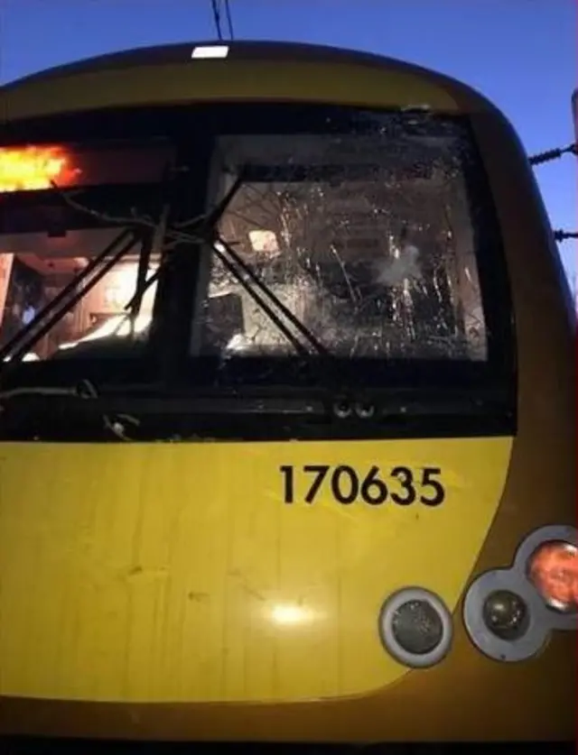 Train with smashed window