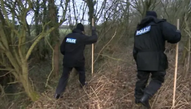 Police officers on missing people hunt