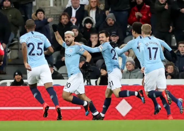 Sergio Aguero celebrates