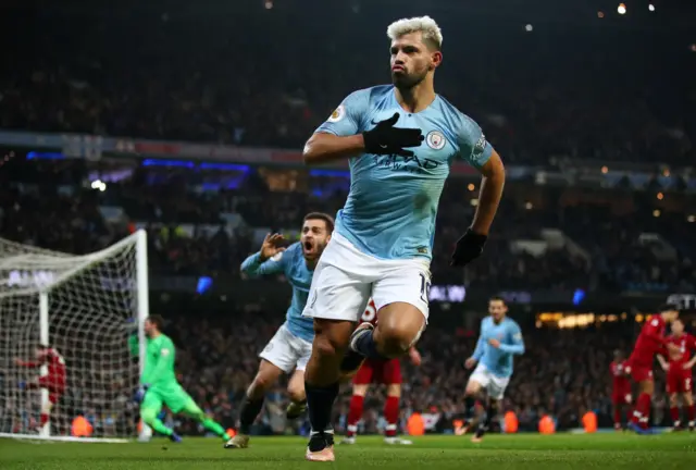 Sergio Aguero celebrates