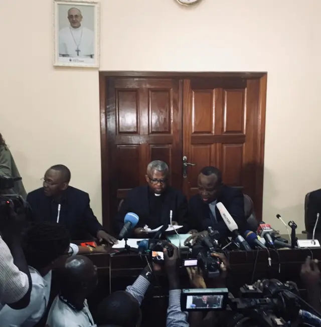 Bishops speak at the press conference in Kinshasa