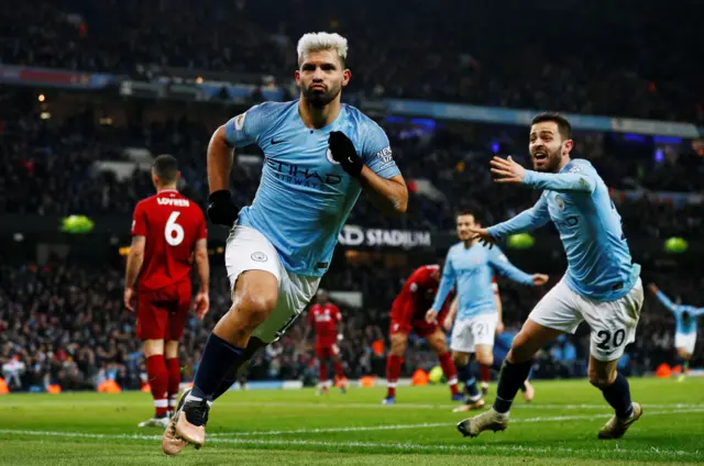 Sergio Aguero celebrates