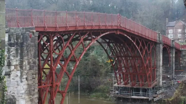 Red iron bridge