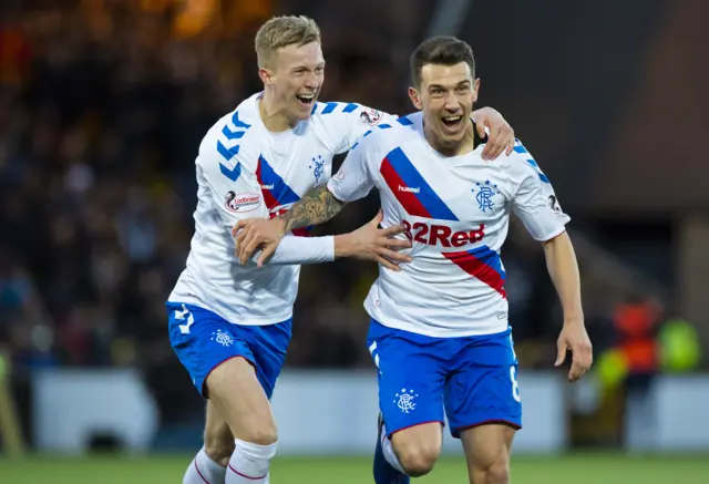 Ryan Jack (right) opened the scoring in a one-sided game at Livingston