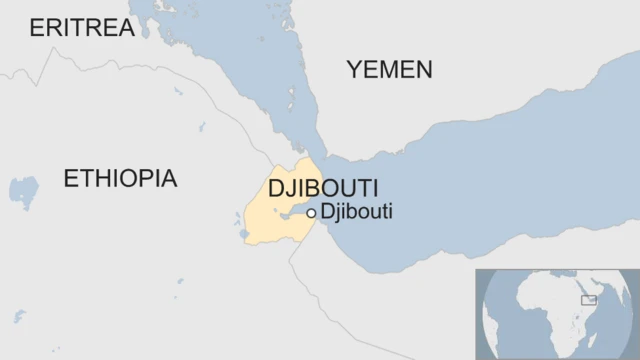 Map showing Djibouti and neighbouring countries