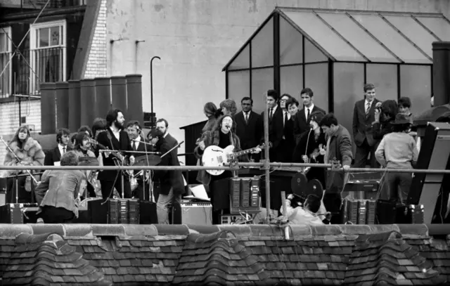 Beatles on rooftop