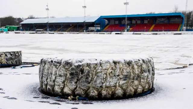 Cowdenbeath snow covered pitch