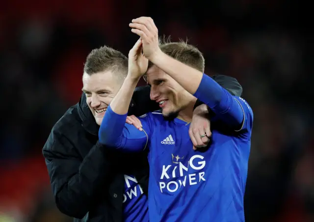 Marc Albrighton and Jamie Vardy