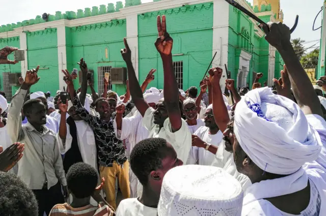 Sudanese protesters chant slogans against President Omar al-Bashir during a demonstration in the capital Khartoum's twin city of Omdurman