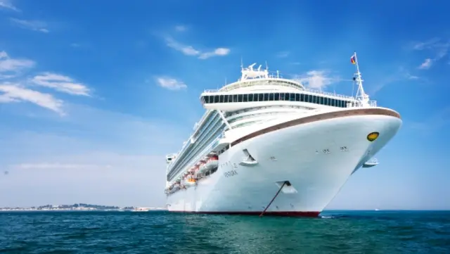 A cruise ship moored off Guernsey