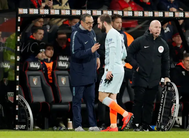 Gonzalo Higuain and Maurizio Sarri