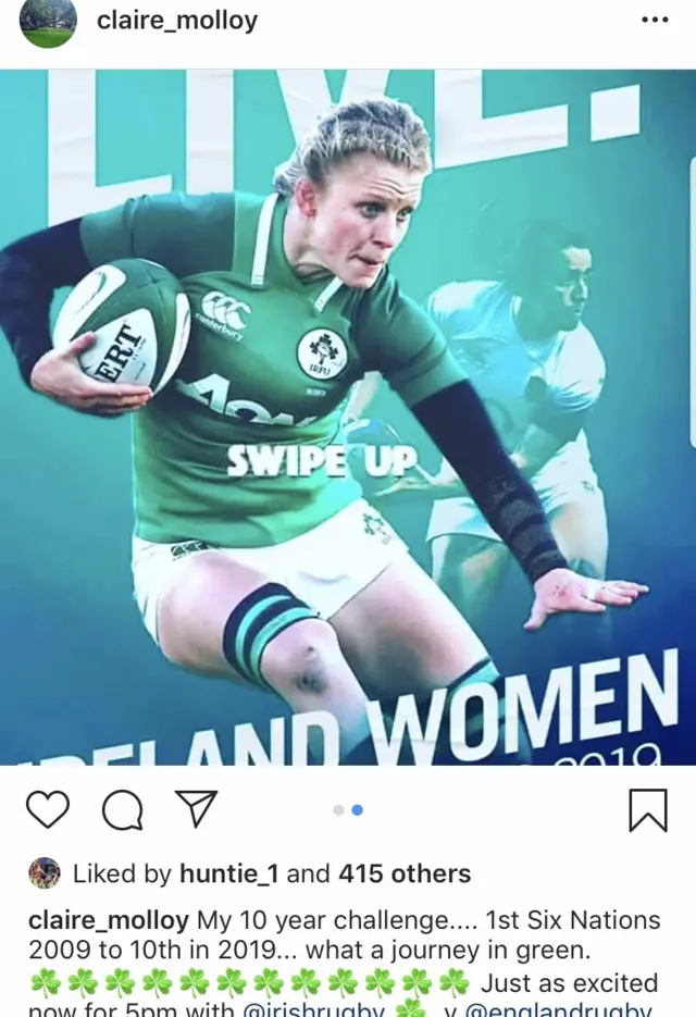 Claire Molloy on a poster for Ireland v England in 2019