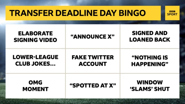 Deadline day bingo