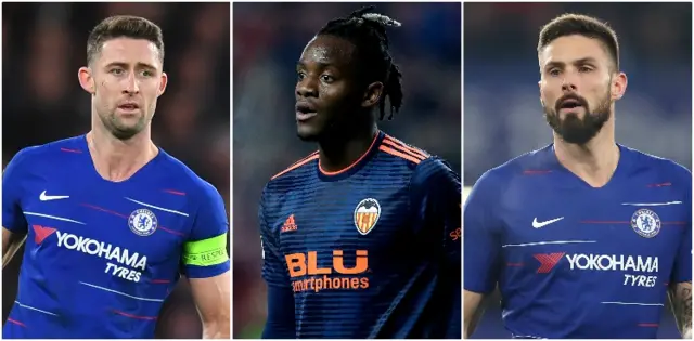 Gary Cahill, Michy Batshuayi & Olivier Giroud