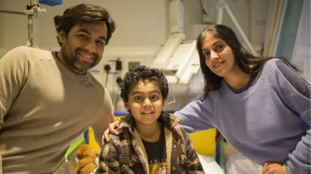 Yuvan, 11, with parents, Vinay and Sapna