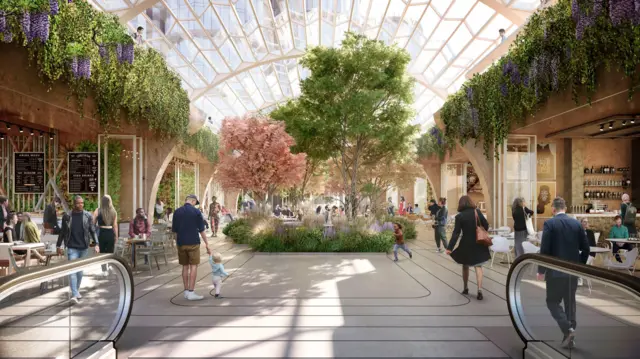 Artist's impression of the planned new Olympia Exhibition Centre redevelopment's Sky Garden