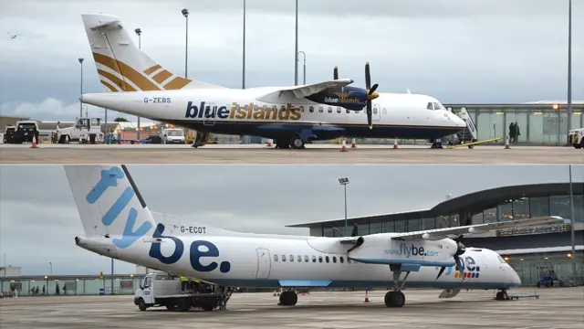 Flybe and Blue Islands planes