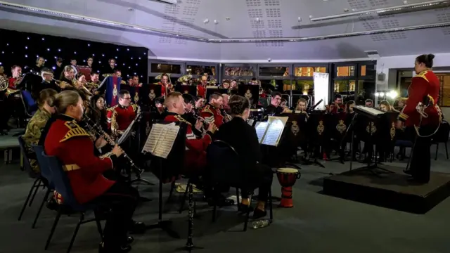 Trent College students performing with the Grenadier Guards