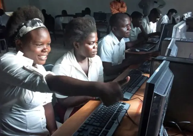 Pupils using computers