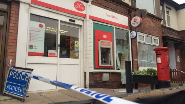 Police tape at the post office on Chanterlands Avenue in Hull