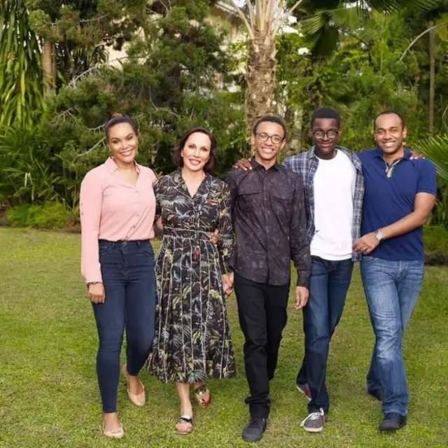 Ali Bongo wife, Sylvia, pictured with their four children in a garden