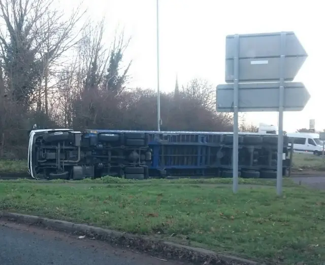 Overturned lorry