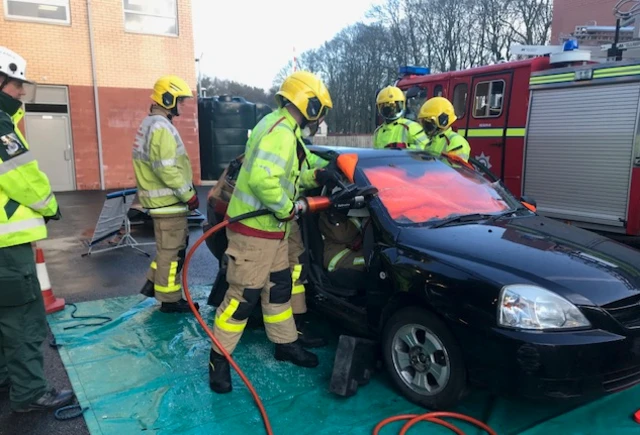 Firefighters training