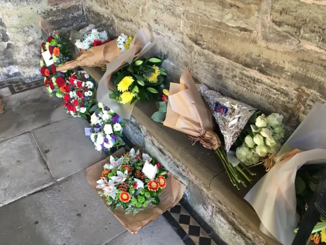 Flowers outside Kegworth church