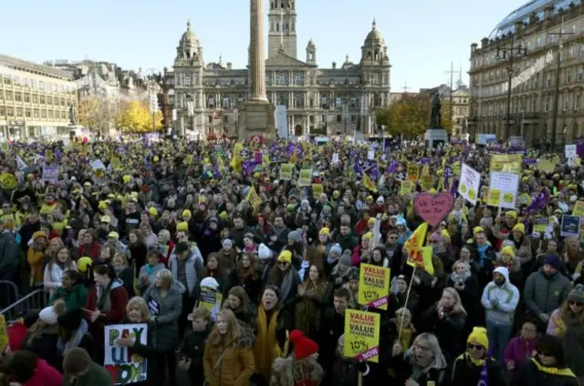 Thousands of teachers marched in Glasgow last October