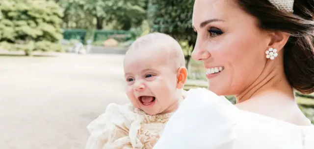 Prince Louis with his mother, at his Christening