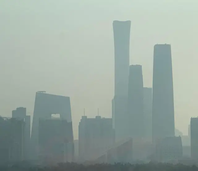 Hazy Beijing skyline