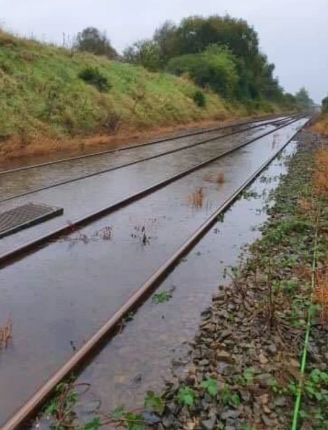 Flooded railway