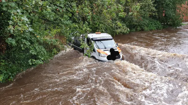 Truck in river