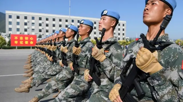 Chinese soldiers marching