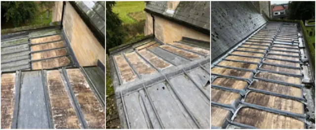 Stripped church roof
