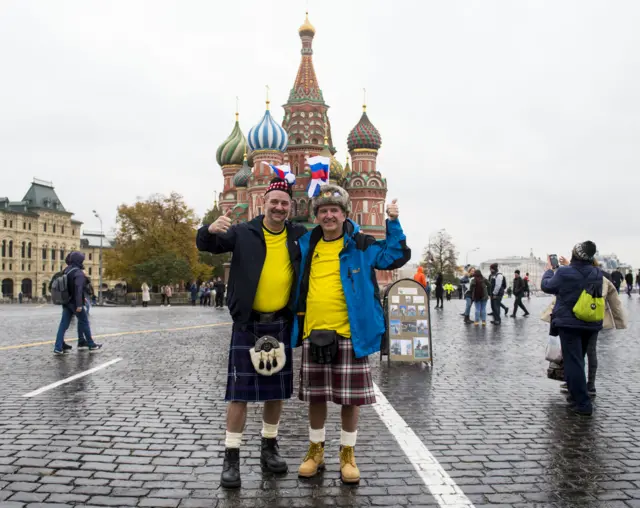 Scotland fans take in the sights of Red Square before the big game
