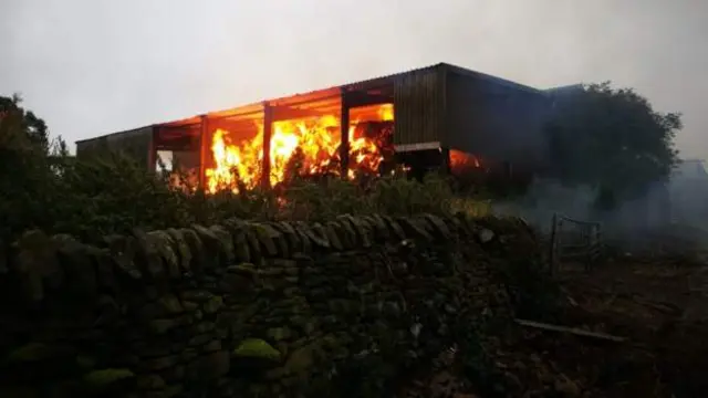 Barn fire near Barnsley