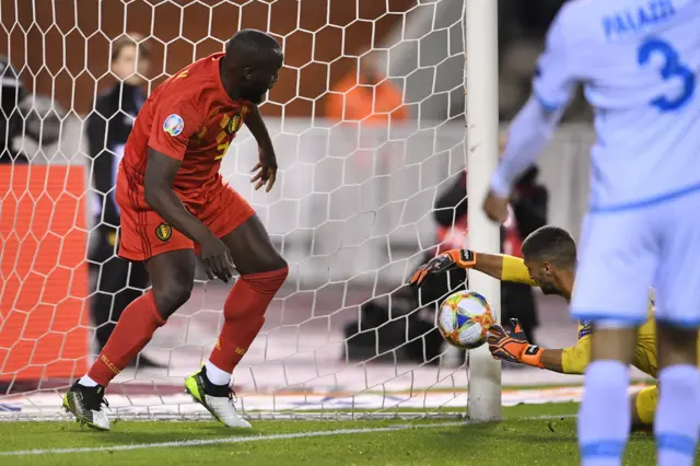 Romelu Lukaku scores for Belgium