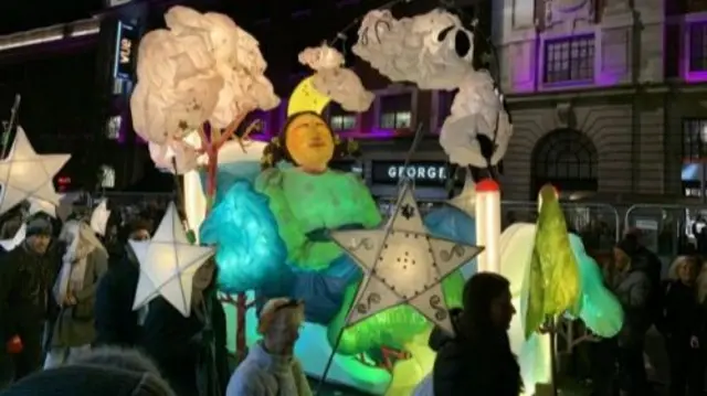 Illuminated figures and floats amaze the crowds during the Light Night Leeds parade