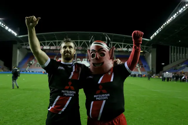 Salford celebrate win at Wigan