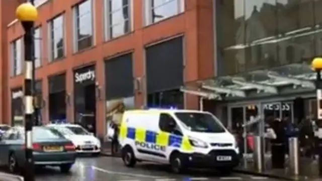 Police presence outside the shopping centre