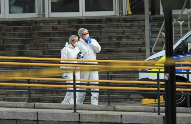 Forensics at scene of Manchester city centre