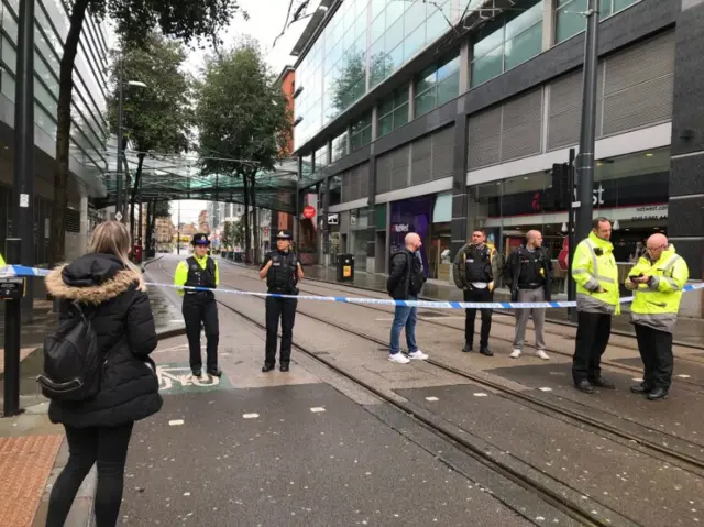 Scene outside Manchester's Arndale Centre