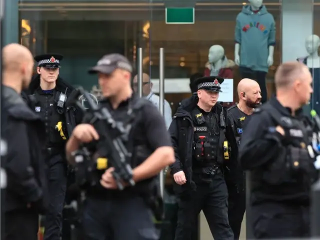 Armed police at Arndale Centre