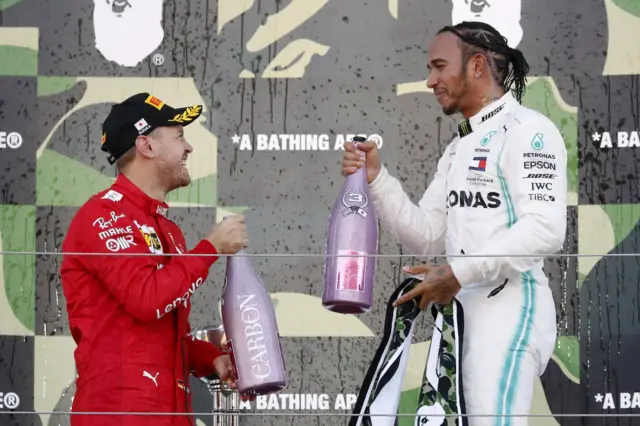 hamilton and vettel podium