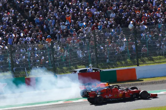 Verstappen and Leclerc collide