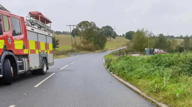 A fire engine at the crash scene